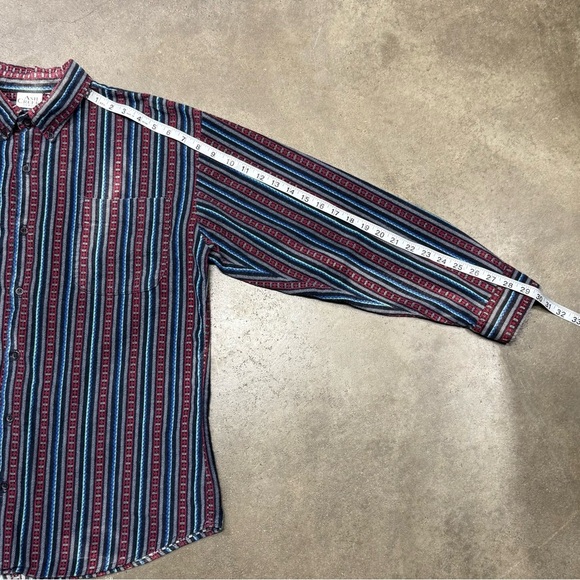 Vintage Ash Creek Trading Men’s Striped Flannel Shirt L Faded Distressed - Picture 7 of 9